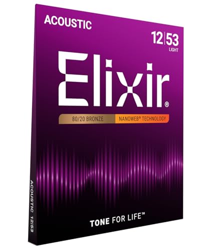 Elixir Strings, Cuerdas para guitarra acústica, Bronce 80/20 con tecnología NANOWEB, L