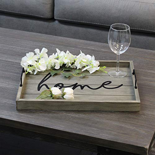 Elegant Designs HG2000-RGH Bandeja decorativa de madera para servir con asas, 15.50" x 12",