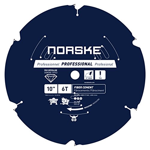 Norske Tools NCSBP283 Fibrocemento Hardie de diamante policristalino (PCD) de 10" x 6T