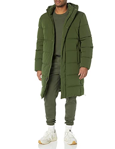 Amazon Essentials Abrigo largo con capucha para hombre, color oliva oscuro, 5XL grande alto