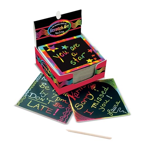 Melissa & Doug Scratch Art Rainbow Mini Notes (125) con lápiz óptico de madera - FSC Cer
