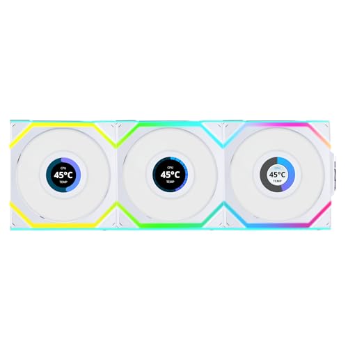 Lian Li UNI FAN SL Ventilador inalámbrico para PC LCD de 120 mm RGB - Paquete de 3 ventiladores para PC para juegos Blanco |