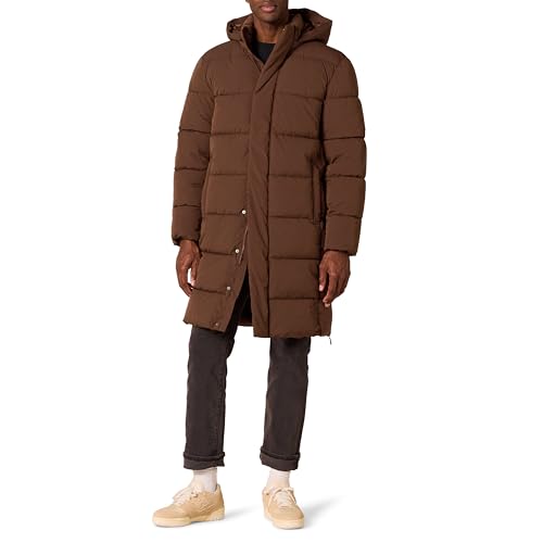 Amazon Essentials Abrigo largo con capucha para hombre, color marrón oscuro, XXL