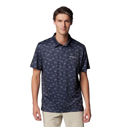 Columbia Polo elástico Super Slack Tide para hombre, Nocturnal Deepdivers, pequeño
