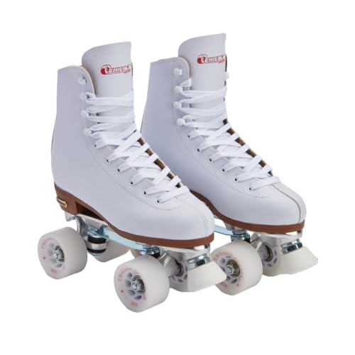 CHICAGO SKATES Patín de ruedas para pista con forro de cuero de primera calidad para mujer - Classic White Q