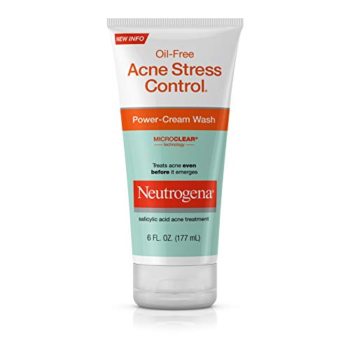 Neutrogena Crema limpiadora potente para control del estrés y el acné sin aceite, multi, pepino, 6 onzas