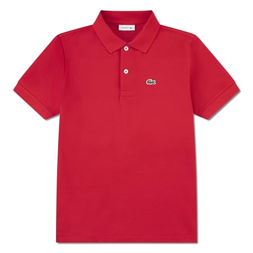 Lacoste Polo de piqué clásico de manga corta unisex para niños, rojo, 4