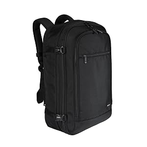 Mochila de viaje Amazon Basics, equipaje de mano con compartimento para computadora portátil, 1,55 pies cúbicos. pies tapa
