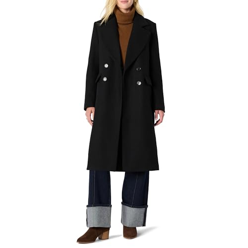 Amazon Essentials Abrigo largo de mezcla de lana con doble botonadura y ajuste relajado para mujer,