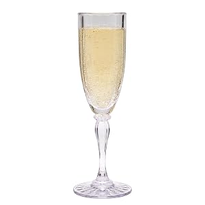 OBTENGA Copas de champán de plástico irrompibles, estriadas transparentes de 6 oz (juego de 12)