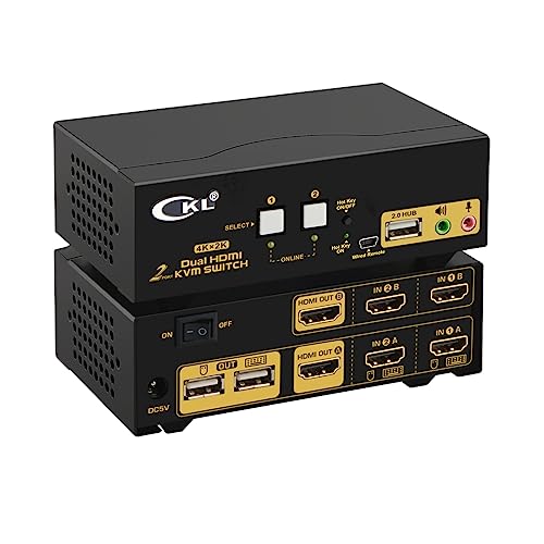 CKL HDMI KVM 2 puertos 4K 30Hz Pantalla extendida de monitor dual (CKL-922HUA)