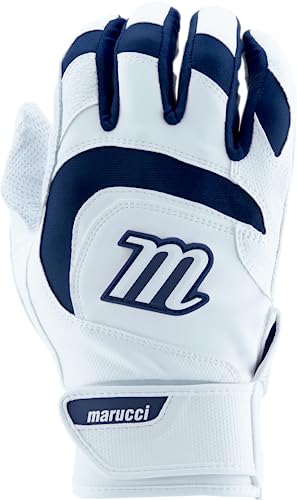 Marucci Signature Batting Glove V4, blanco/azul marino, adulto XL