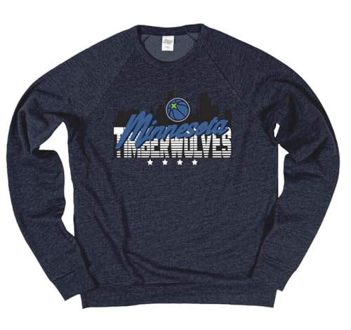 Sudaderas con cuello redondo de tres mezclas con licencia oficial de la NBA Blue 84 Minnesota Timberwolves