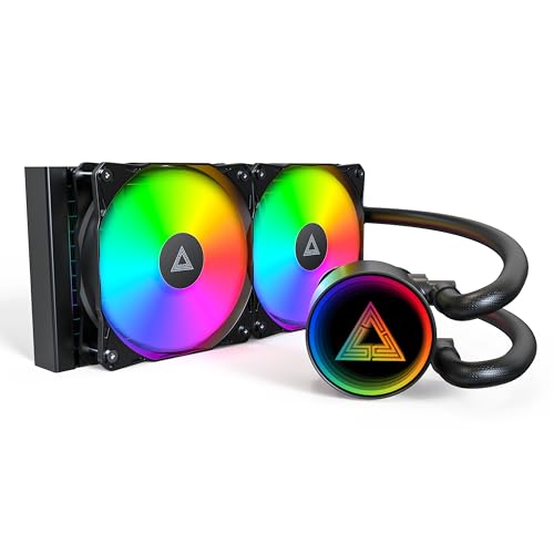 MONTECH LightFlow ARGB Enfriador líquido para CPU AIO de 240 mm, espejo infinito, negro