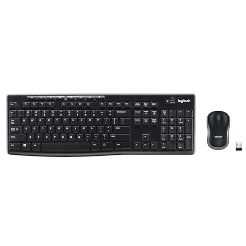 Logitech MK270 Combo de teclado y mouse inalámbricos de tamaño completo - Negro