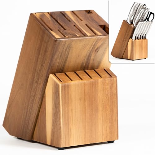 Bloque de cuchillos de cocina de madera de acacia Coninx - Porta cuchillos con 15 ranuras - Qu profesional