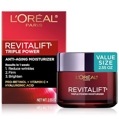 L'Oreal Paris Revitalift Triple Power Crema hidratante facial antienvejecimiento, Pro Retinol,
