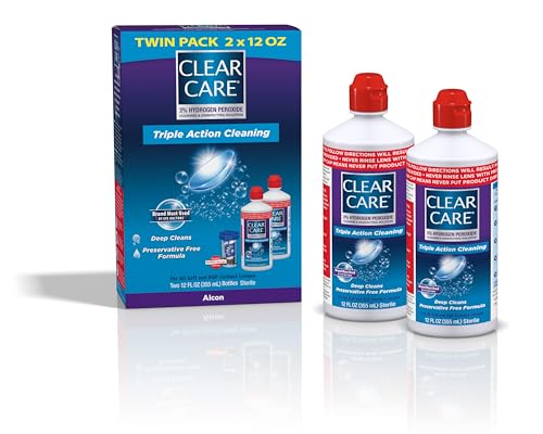 CLEAR CARE Solución de limpieza y desinfección para lentes de contacto, 12 onzas líquidas, paquete de 2