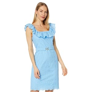 Lilly Pulitzer Vestido recto con ojales Ryann para mujer - Detalles intrincados por todas partes