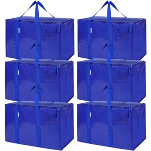 TICONN Paquete de 6 bolsas extra grandes para mudanzas resistentes con cremalleras y asas de transporte