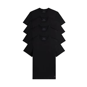 Tommy Hilfiger Camisetas interiores clásicas de algodón para hombre, paquete de 4