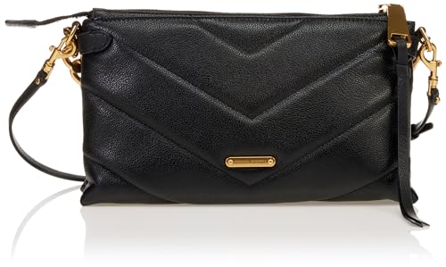 Rebecca Minkoff Edie Maxi bandolera mediana, negro/latón antiguo