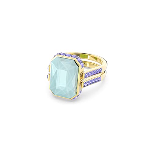Anillo Swarovski Chroma, talla octágono, multicolor, acabado en tono dorado