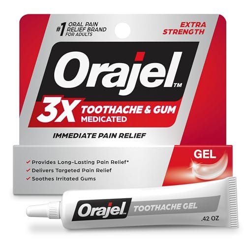 Orajel 3X Gel medicado para aliviar el dolor de muelas y encías, 0.42 oz