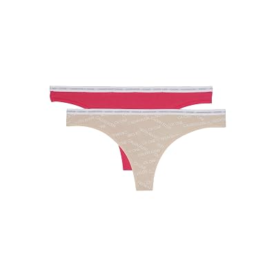 Pack de 2 tangas Calvin Klein One Cotton Sorbete de frambuesa/Logotipo de precaución/Madera de haya XL