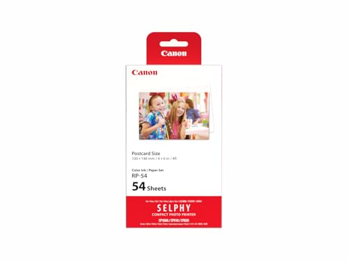 Juego de papel y tinta de color Canon RP-54, compatible con SELPHY CP910/CP1200/CP1300