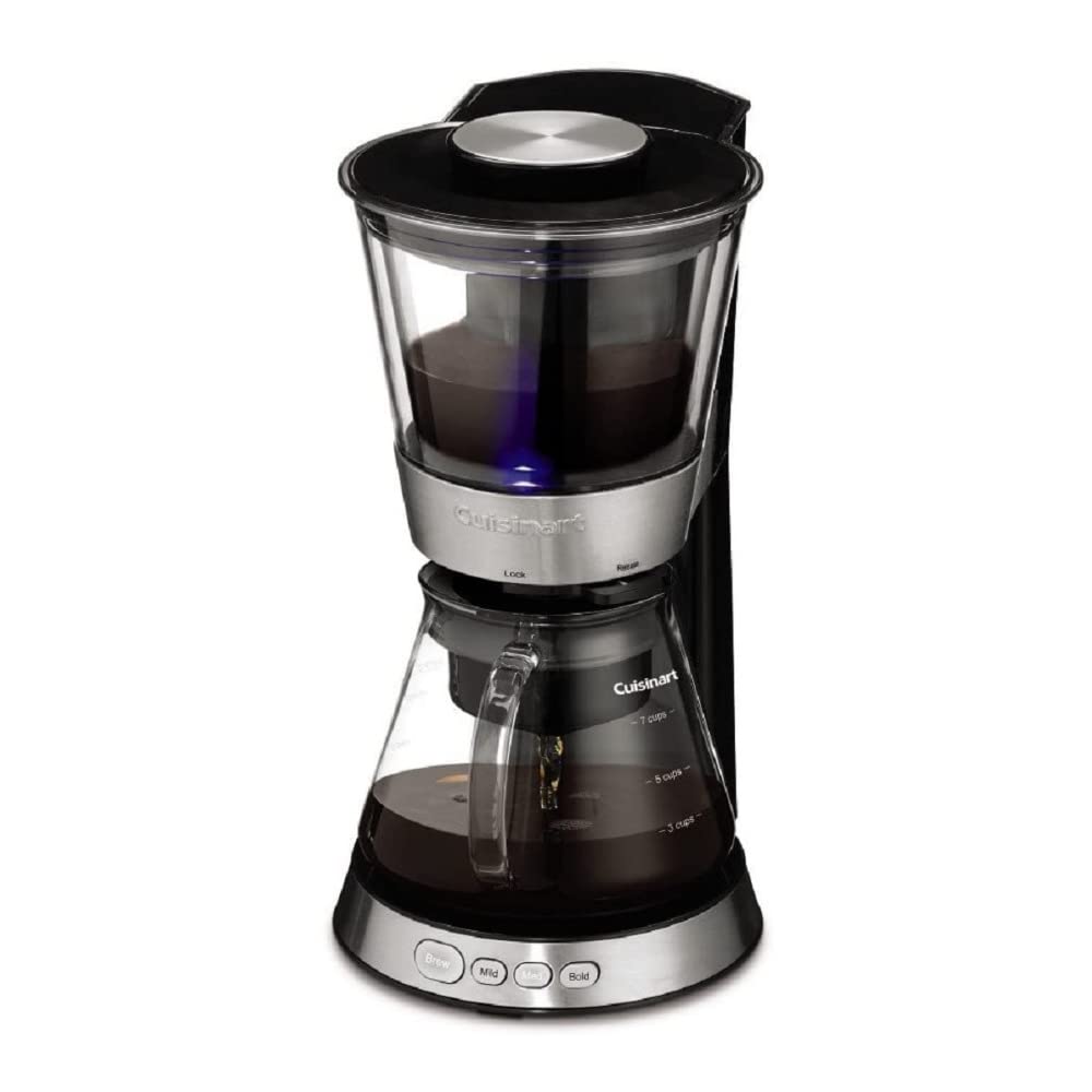 Cuisinart DCB-10P1 Cafetera automática de preparación en frío con jarra de vidrio para 7 tazas, plateada