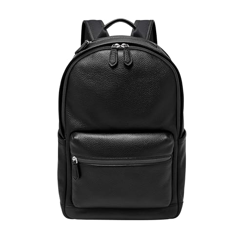 Fossil Mochila Buckner de piel para hombre, color negro (Modelo: MBG9631001)