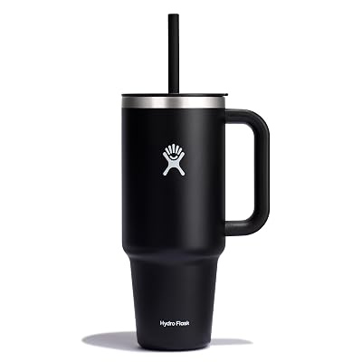 Vaso de viaje Hydro Flask con asa, tapa y pajita - Acero inoxidable aislado