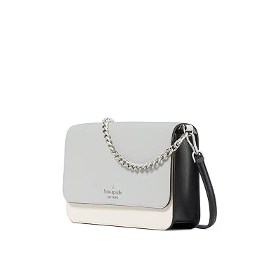 Kate Spade New York Bolso bandolera Madison de piel Saffiano con solapa para mujer, Platino