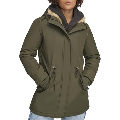 Parka con capucha y forro de piel sintética de Levi's, Oliva, 3X