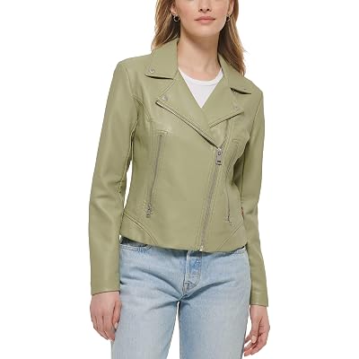 Levi's Chaqueta Moto Asimétrica de Piel Sintética para Mujer, Té, X-Small