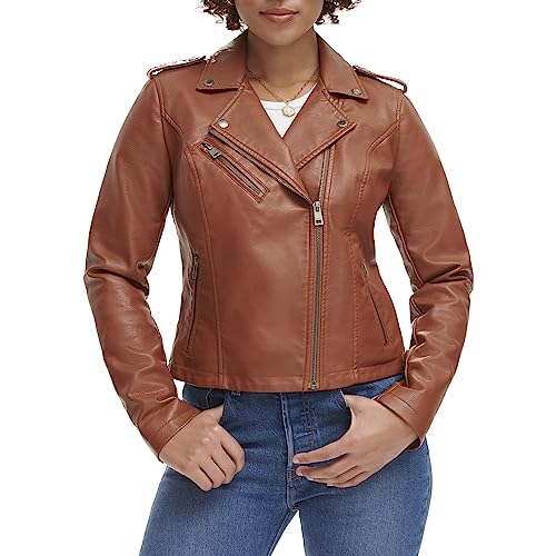 Levi's Classic Chaqueta motera de piel sintética, Marrón camello, XL