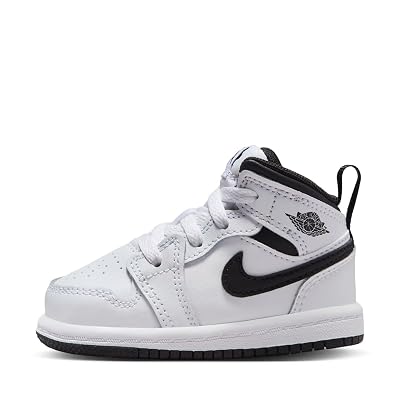 NIKE Jordan 1 Mid Zapatos para niños pequeños Talla 1.5, Blanco/Negro-blanco-negro