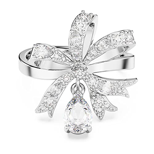 Anillo Volta de Swarovski, anillo de cóctel inspirado en un lazo con cristales transparentes en un Rhodiu
