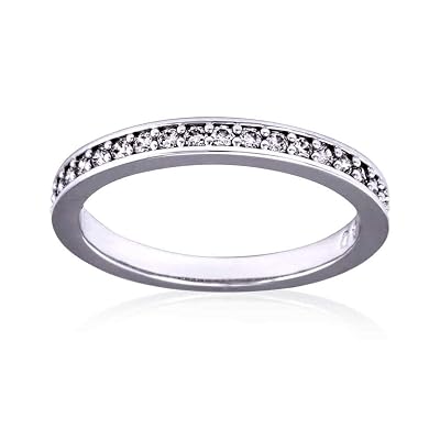Anillo chapado en rodio blanco raro auténtico con cristal de Swarovski, tamaño 7 - hipoalergénico