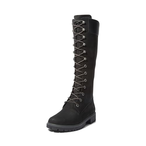 Timberland Bota impermeable con cordones premium de 14 pulgadas para mujer, negro-NUEVO 2024, 7 Wi