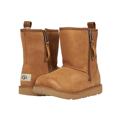 UGG Classic Short Dual Zip II (niño pequeño/niño pequeño/niño grande) Castaño 6 Niño grande M
