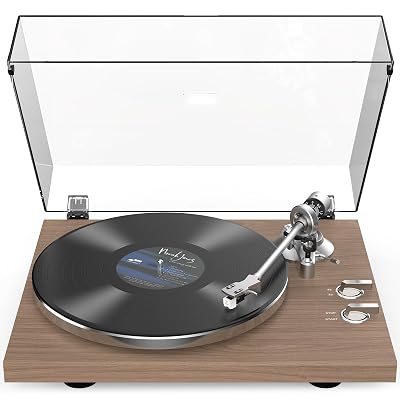 Tocadiscos con transmisión por correa, tocadiscos de vinilo, salida inalámbrica, velocidades de 33/45 RPM, fono