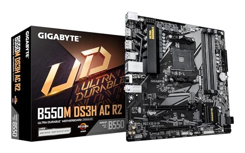 Placa base Gigabyte B550M DS3H AC R2 - CPU AMD Ryzen 5000, VRM de 5+3 fases, hasta