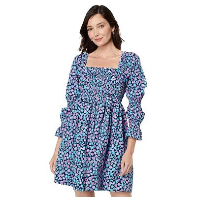 Lilly Pulitzer Beyonca Vestido Bata de Manga Larga para Mujer - Escote Cuadrado con
