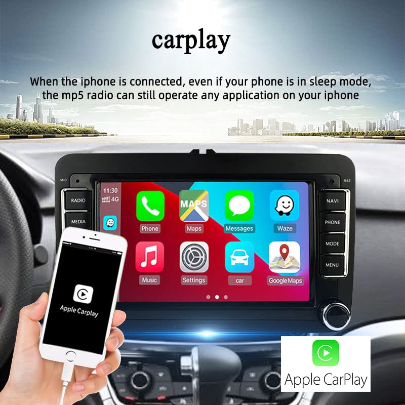 Radio de Coche Carplay&Android Auto Pantalla Táctil HD de 7 pulgadas Android 9.1(1+16) Bluetoot