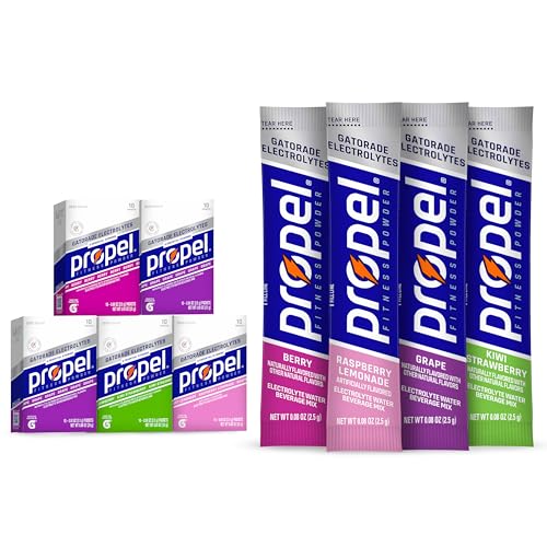 Paquetes de polvo de mezcla de bebida de agua mejorada con electrolitos Propel, paquete de 4 sabores variados