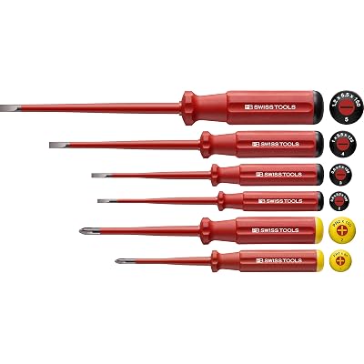 PB SWISS TOOLS Juego de destornilladores, planos y Phillips, 5542SL, 6 piezas, aislados, electro