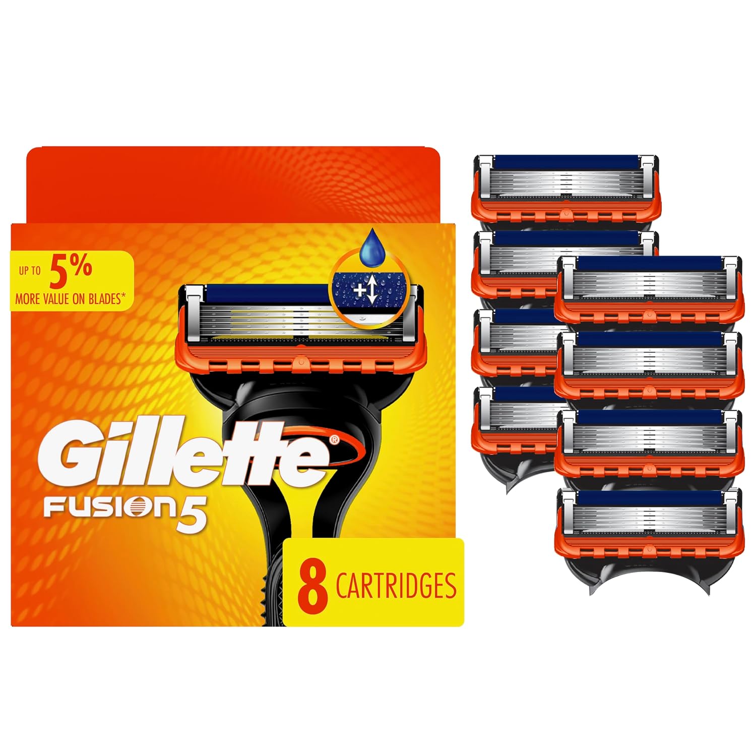Repuestos para cuchillas de afeitar Gillette Fusion5 para hombre, 8 unidades, tira lubricante para mayor comodidad