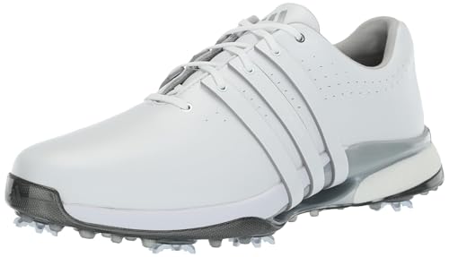 adidas Tour360 24, zapatos de golf para hombre, calzado blanco/plateado metálico, 8.5